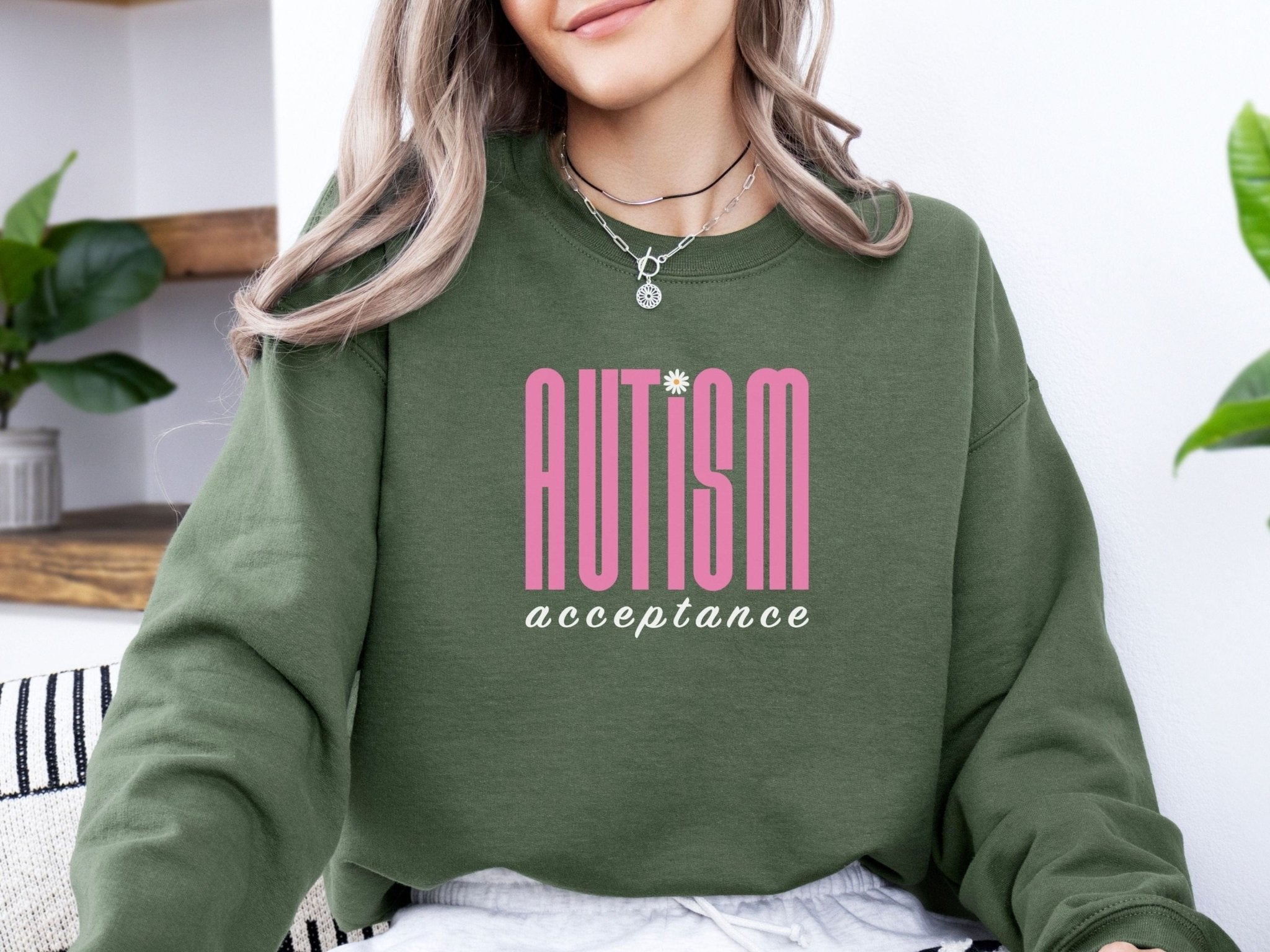 Autism Sweatshirt - Autism Acceptance Retro Pink Sweatshirt - Daily Bloom