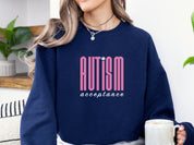 Autism Acceptance Retro Pink Sweatshirt-Neurodiversity, ADHD & Autism Awareness & Acceptance Sweatshirt by Daily Bloom