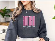 Autism Acceptance Retro Pink Sweatshirt-Neurodiversity, ADHD & Autism Awareness & Acceptance Sweatshirt by Daily Bloom