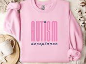 Autism Acceptance Retro Pink Sweatshirt-Light Pink-Neurodiversity, ADHD & Autism Awareness & Acceptance Sweatshirt by Daily Bloom