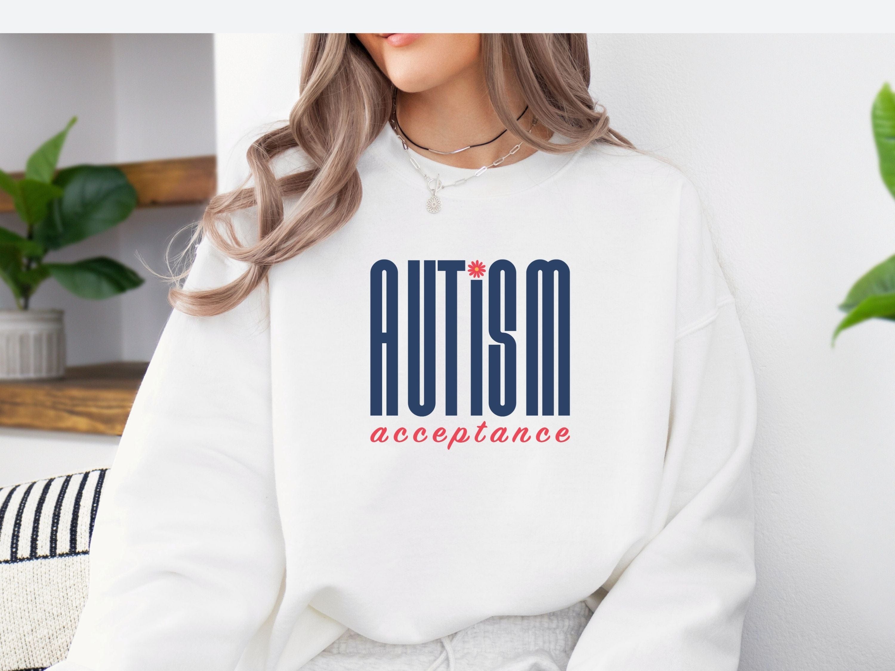 Autism Acceptance Retro Blue Sweatshirt-Neurodiversity, ADHD & Autism Awareness & Acceptance Sweatshirt by Daily Bloom