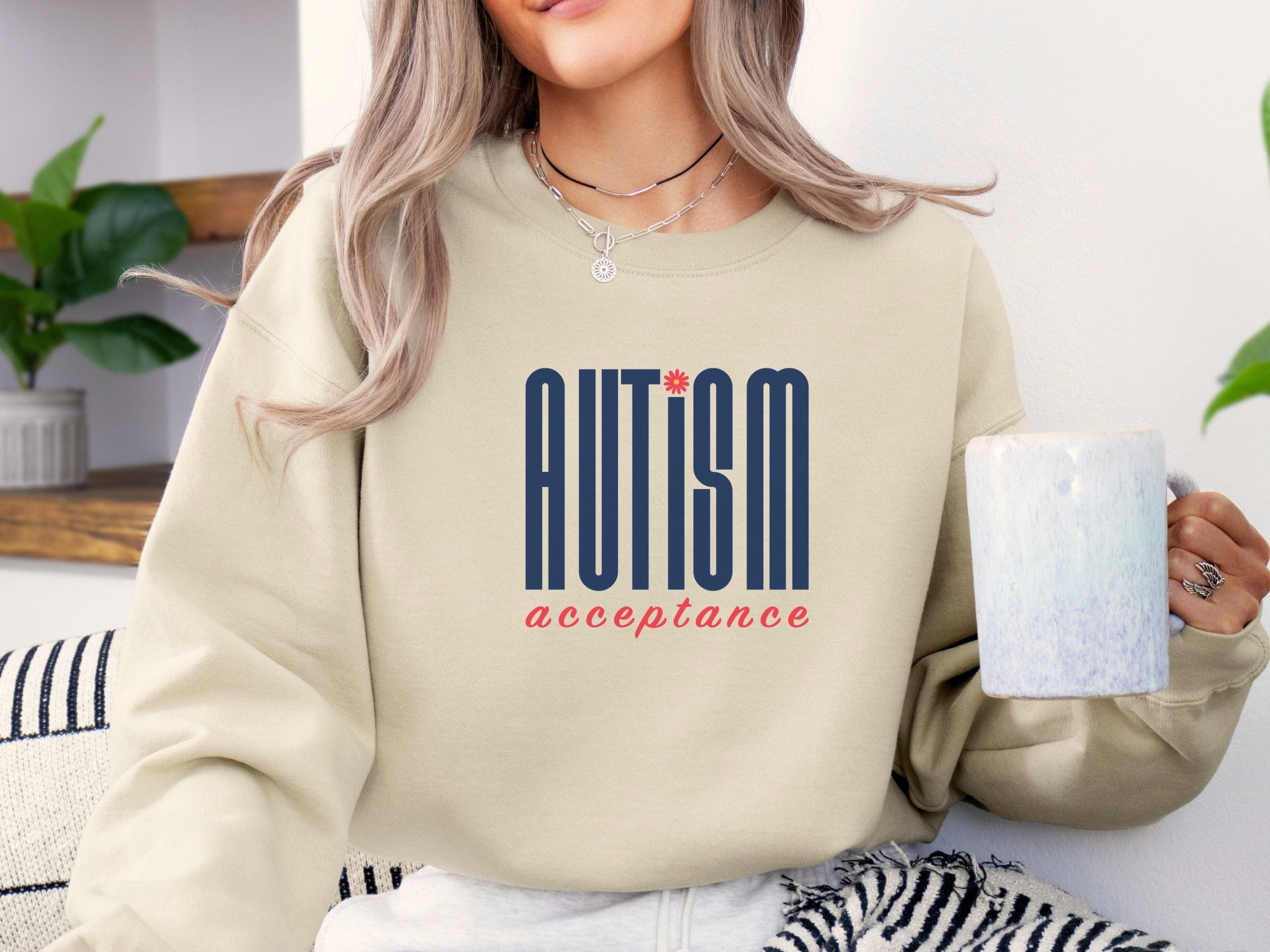 Autism Acceptance Retro Blue Sweatshirt-Neurodiversity, ADHD & Autism Awareness & Acceptance Sweatshirt by Daily Bloom