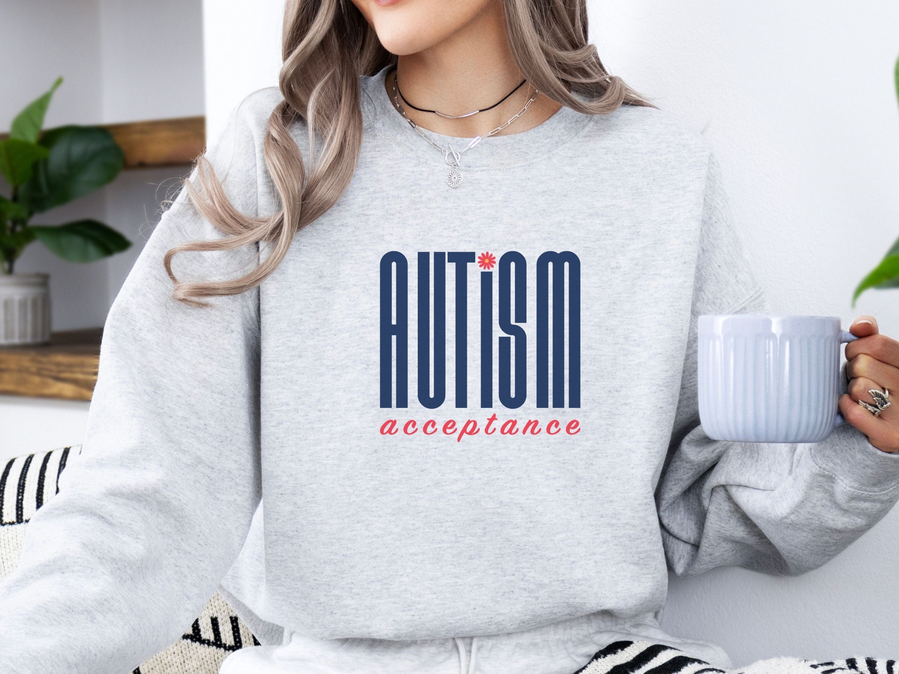 Autism Acceptance Retro Blue Sweatshirt-Neurodiversity, ADHD & Autism Awareness & Acceptance Sweatshirt by Daily Bloom