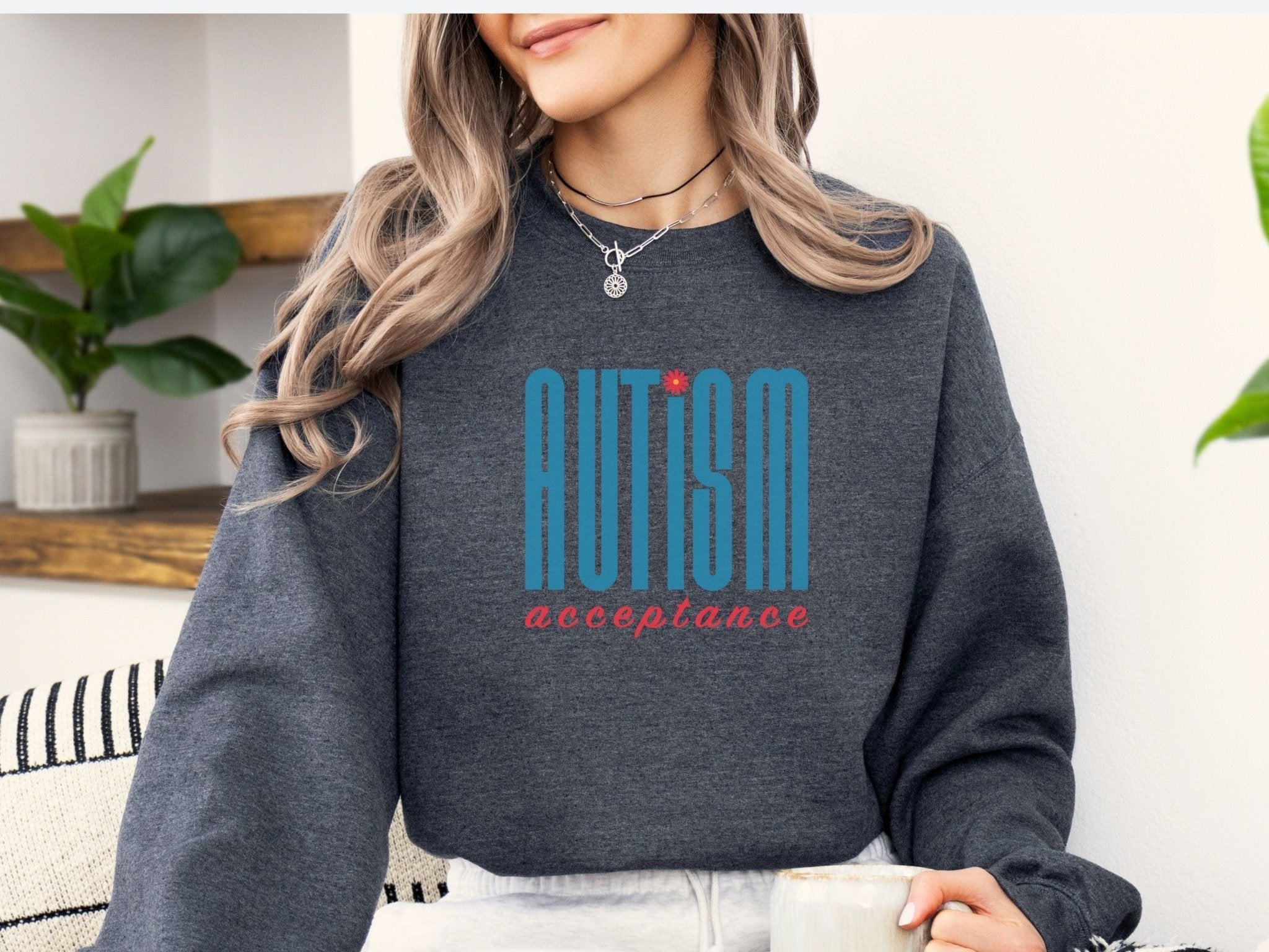 Autism Sweatshirt - Autism Acceptance Retro Blue Sweatshirt - Daily Bloom