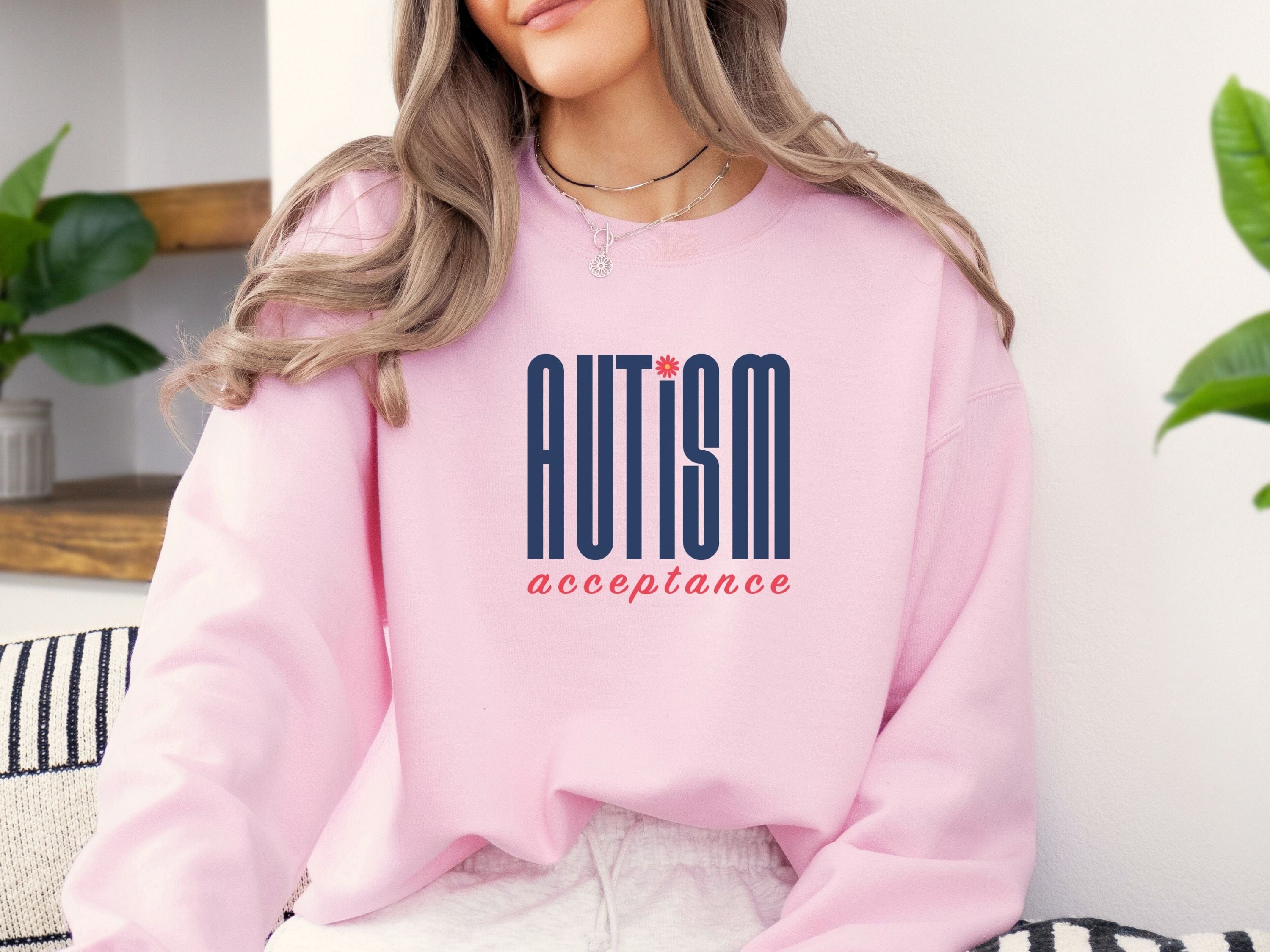 Autism Acceptance Retro Blue Sweatshirt-Neurodiversity, ADHD & Autism Awareness & Acceptance Sweatshirt by Daily Bloom