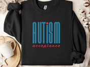 Autism Acceptance Retro Blue Sweatshirt-Black-Neurodiversity, ADHD & Autism Awareness & Acceptance Sweatshirt by Daily Bloom