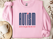 Autism Acceptance Retro Blue Sweatshirt-Light Pink-Neurodiversity, ADHD & Autism Awareness & Acceptance Sweatshirt by Daily Bloom