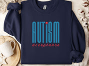 Autism Acceptance Retro Blue Sweatshirt-Navy-Neurodiversity, ADHD & Autism Awareness & Acceptance Sweatshirt by Daily Bloom