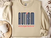 Autism Acceptance Retro Blue Sweatshirt-Sand-Neurodiversity, ADHD & Autism Awareness & Acceptance Sweatshirt by Daily Bloom