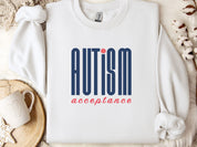 Autism Acceptance Retro Blue Sweatshirt-White-Neurodiversity, ADHD & Autism Awareness & Acceptance Sweatshirt by Daily Bloom