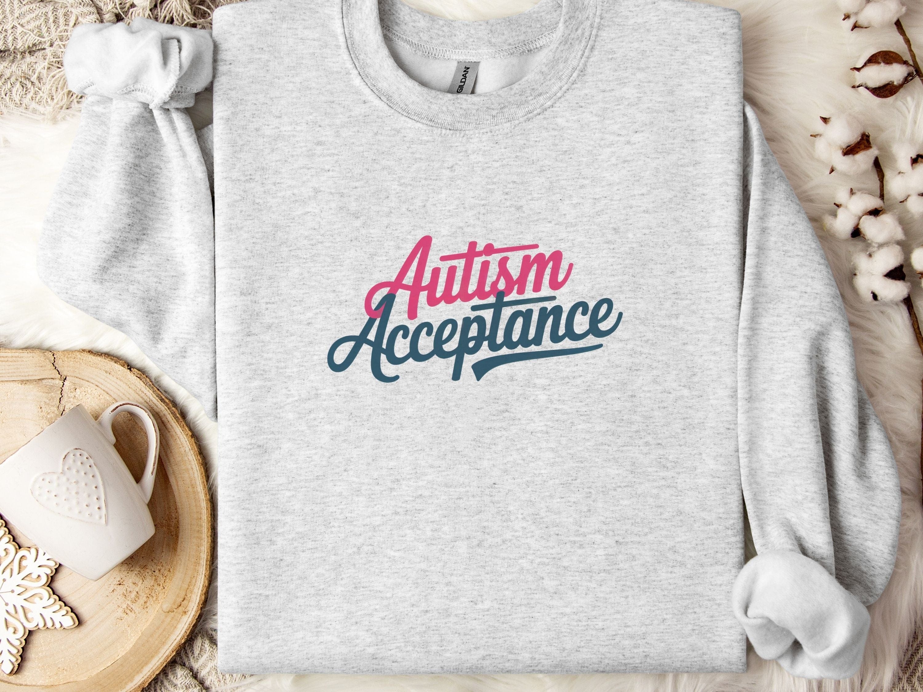 Autism Acceptance Script Sweatshirt-Ash-Neurodiversity, ADHD & Autism Awareness & Acceptance Sweatshirt by Daily Bloom