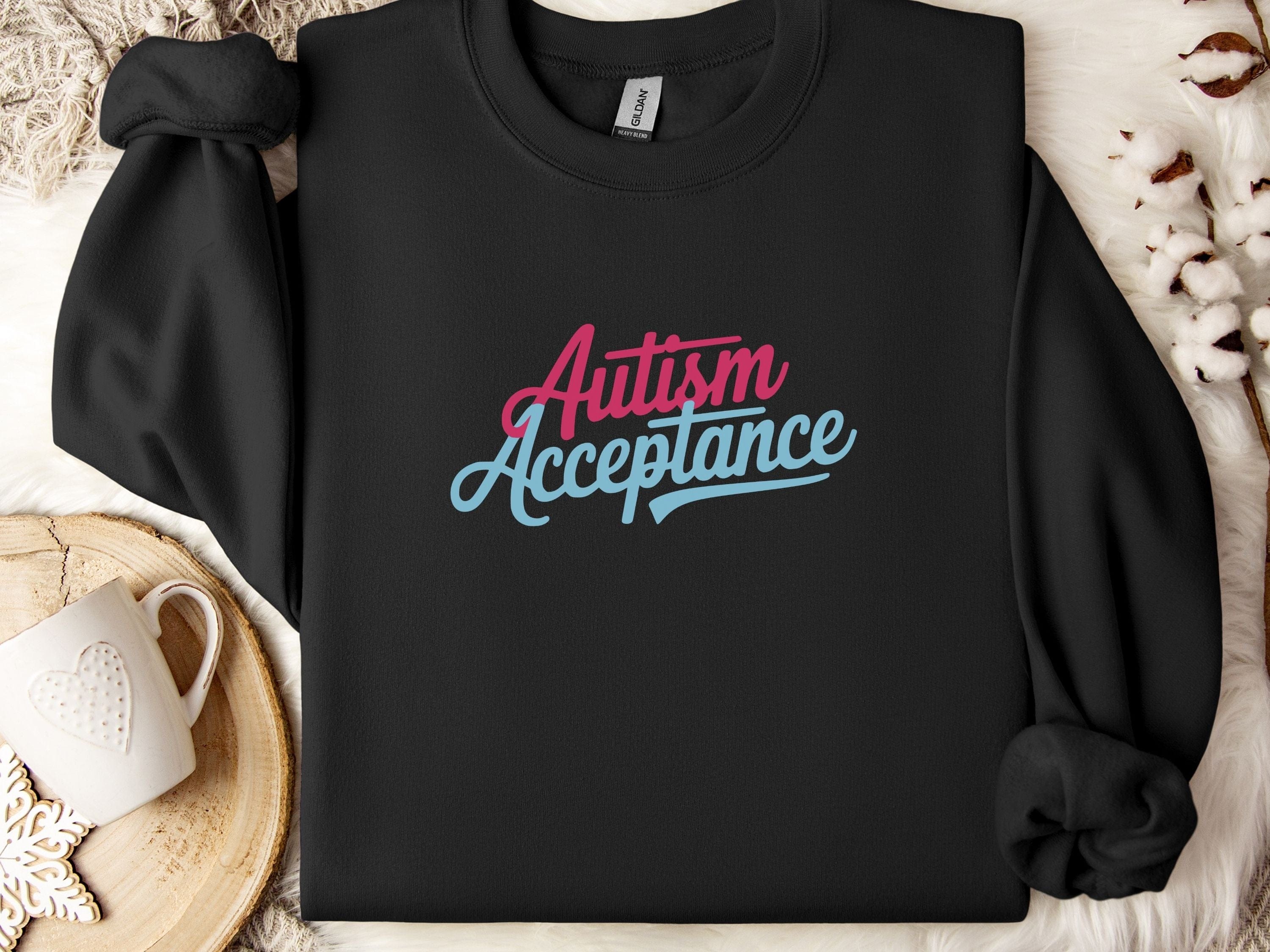 Autism Acceptance Script Sweatshirt-Black-Neurodiversity, ADHD & Autism Awareness & Acceptance Sweatshirt by Daily Bloom