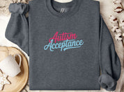 Autism Acceptance Script Sweatshirt-Dark Heather-Neurodiversity, ADHD & Autism Awareness & Acceptance Sweatshirt by Daily Bloom