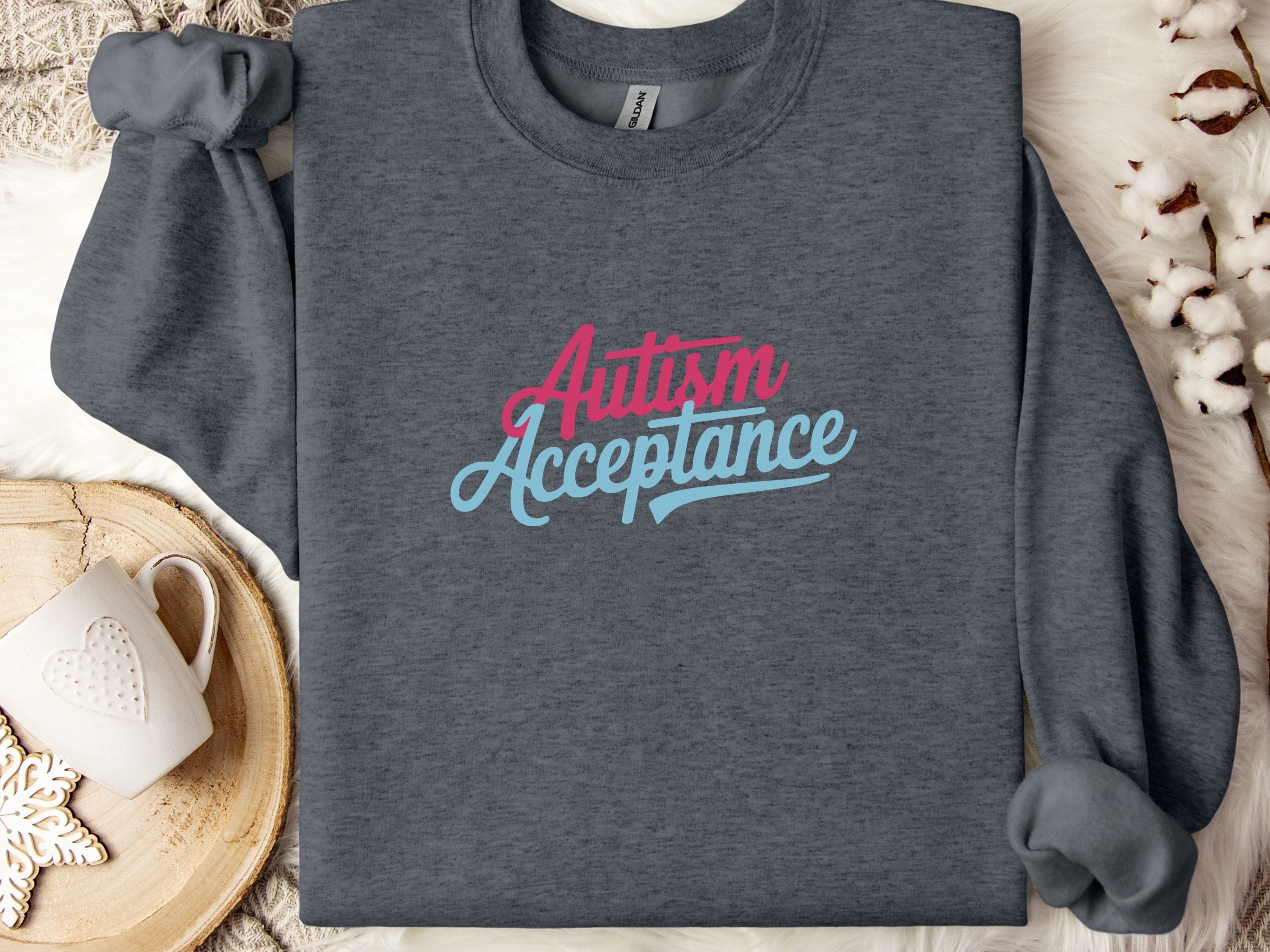 Autism Acceptance Script Sweatshirt-Dark Heather-Neurodiversity, ADHD & Autism Awareness & Acceptance Sweatshirt by Daily Bloom