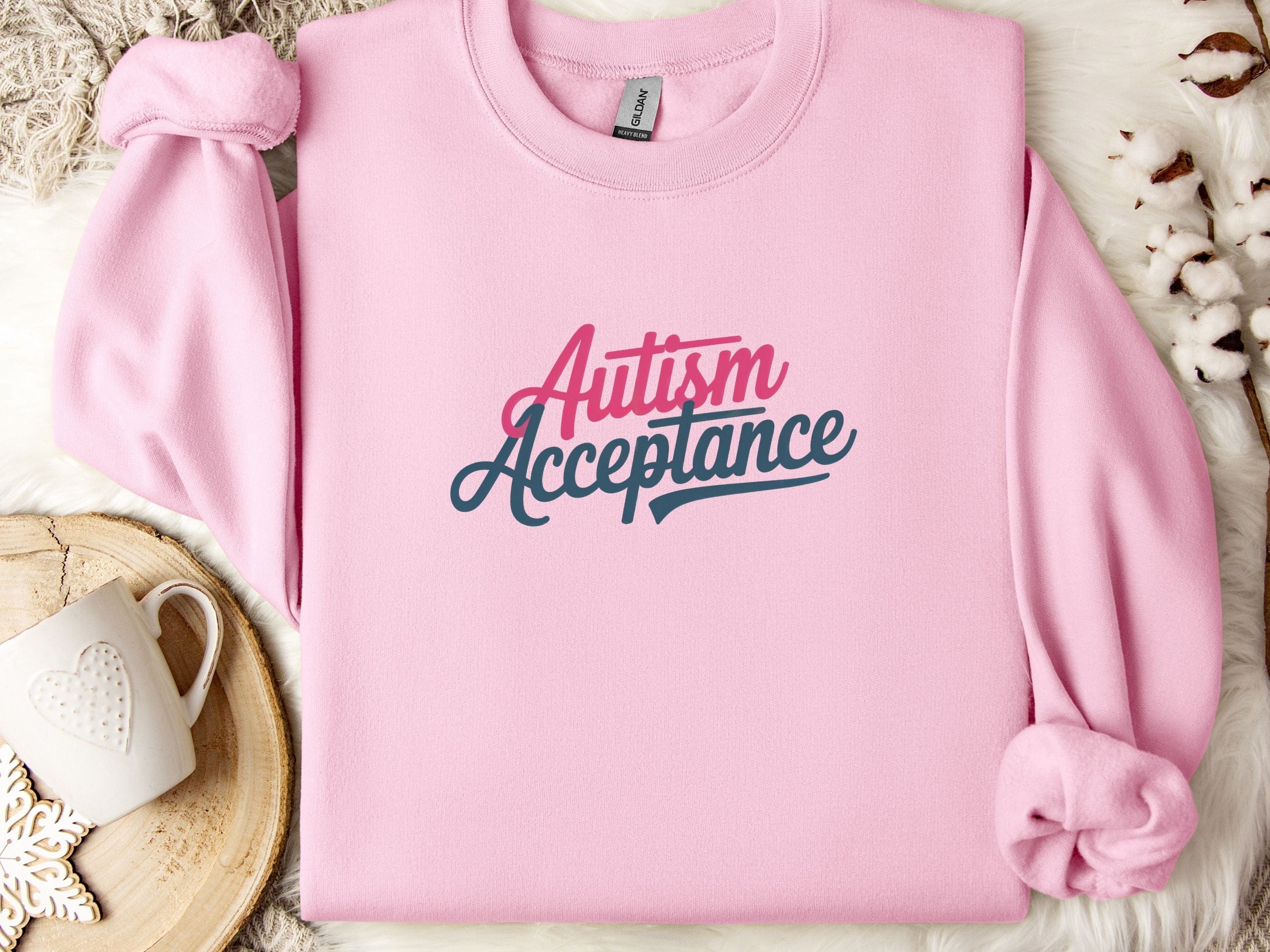 Autism Acceptance Script Sweatshirt-Light Pink-Neurodiversity, ADHD & Autism Awareness & Acceptance Sweatshirt by Daily Bloom