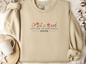 Autism Acceptance Sister Sweatshirt-Sand-Neurodiversity, ADHD & Autism Awareness & Acceptance Sweatshirt by Daily Bloom