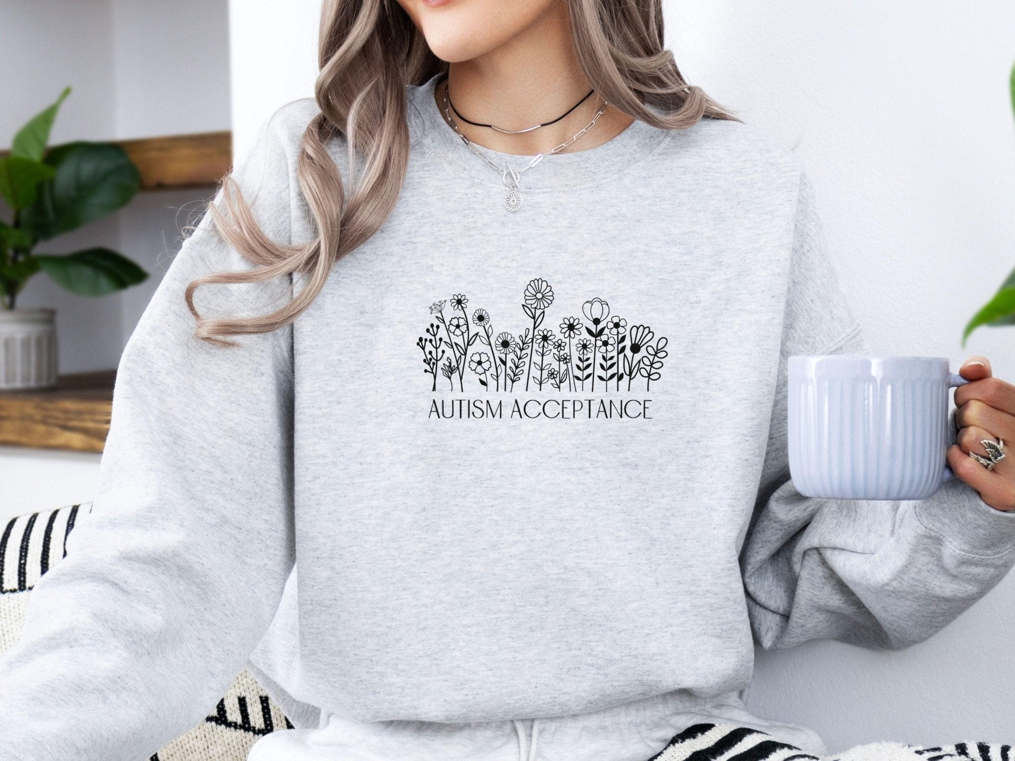 Autism Sweatshirt - Autism Acceptance Wildflowers Sweatshirt - Daily Bloom