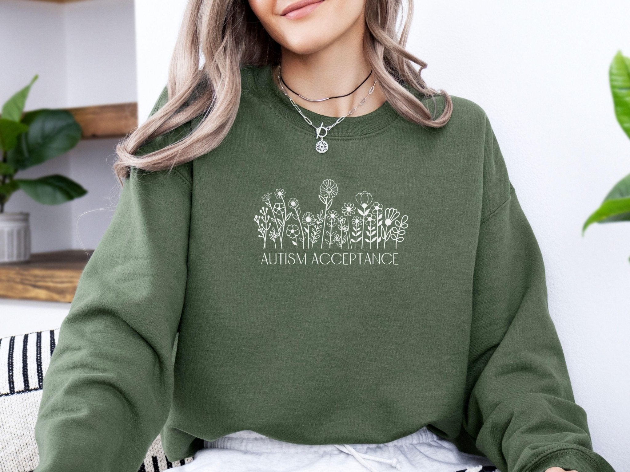 Autism Sweatshirt - Autism Acceptance Wildflowers Sweatshirt - Daily Bloom