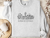 Autism Acceptance Wildflowers Sweatshirt-Ash-Neurodiversity, ADHD & Autism Awareness & Acceptance Sweatshirt by Daily Bloom