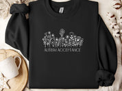 Autism Acceptance Wildflowers Sweatshirt-Black-Neurodiversity, ADHD & Autism Awareness & Acceptance Sweatshirt by Daily Bloom