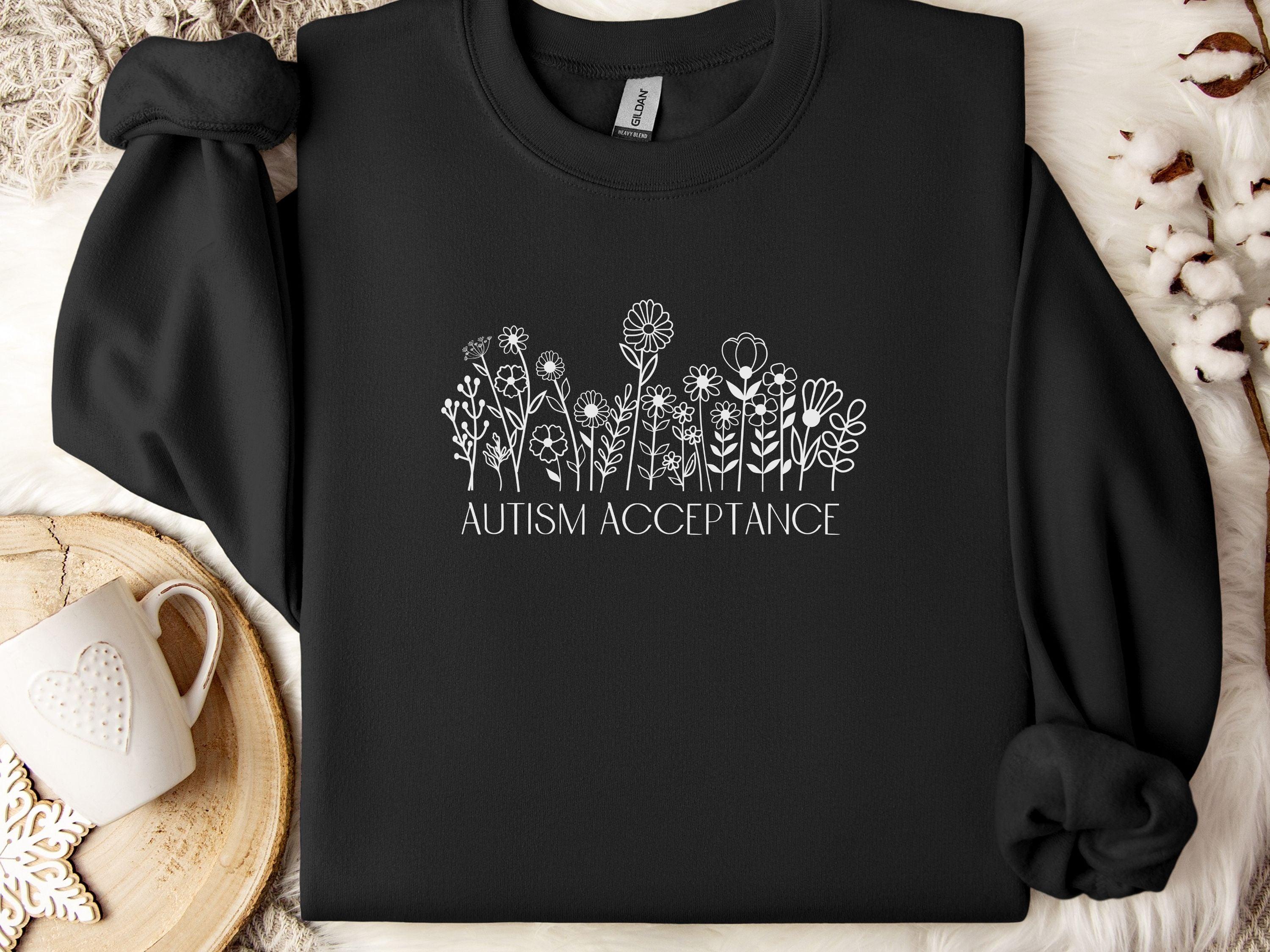 Autism Acceptance Wildflowers Sweatshirt-Black-Neurodiversity, ADHD & Autism Awareness & Acceptance Sweatshirt by Daily Bloom