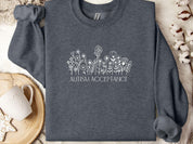 Autism Acceptance Wildflowers Sweatshirt-Dark Heather-Neurodiversity, ADHD & Autism Awareness & Acceptance Sweatshirt by Daily Bloom