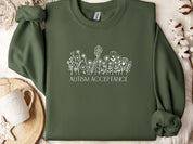 Autism Acceptance Wildflowers Sweatshirt-Military Green-Neurodiversity, ADHD & Autism Awareness & Acceptance Sweatshirt by Daily Bloom
