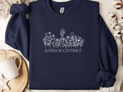 Autism Acceptance Wildflowers Sweatshirt-Navy-Neurodiversity, ADHD & Autism Awareness & Acceptance Sweatshirt by Daily Bloom