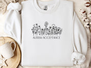 Autism Acceptance Wildflowers Sweatshirt-White-Neurodiversity, ADHD & Autism Awareness & Acceptance Sweatshirt by Daily Bloom