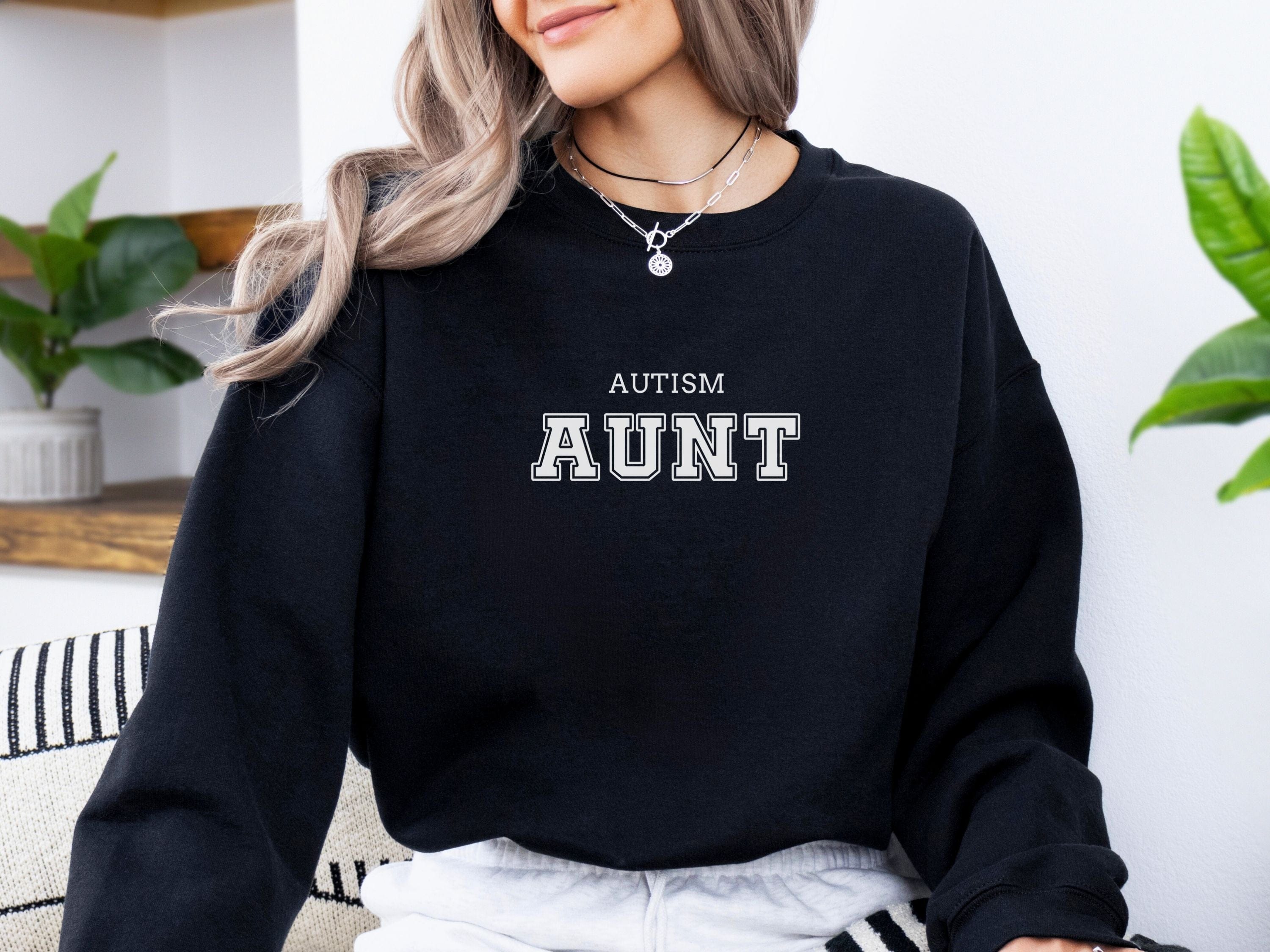 Autism Aunt College Sweatshirt-Neurodiversity, ADHD & Autism Awareness & Acceptance Sweatshirt by Daily Bloom