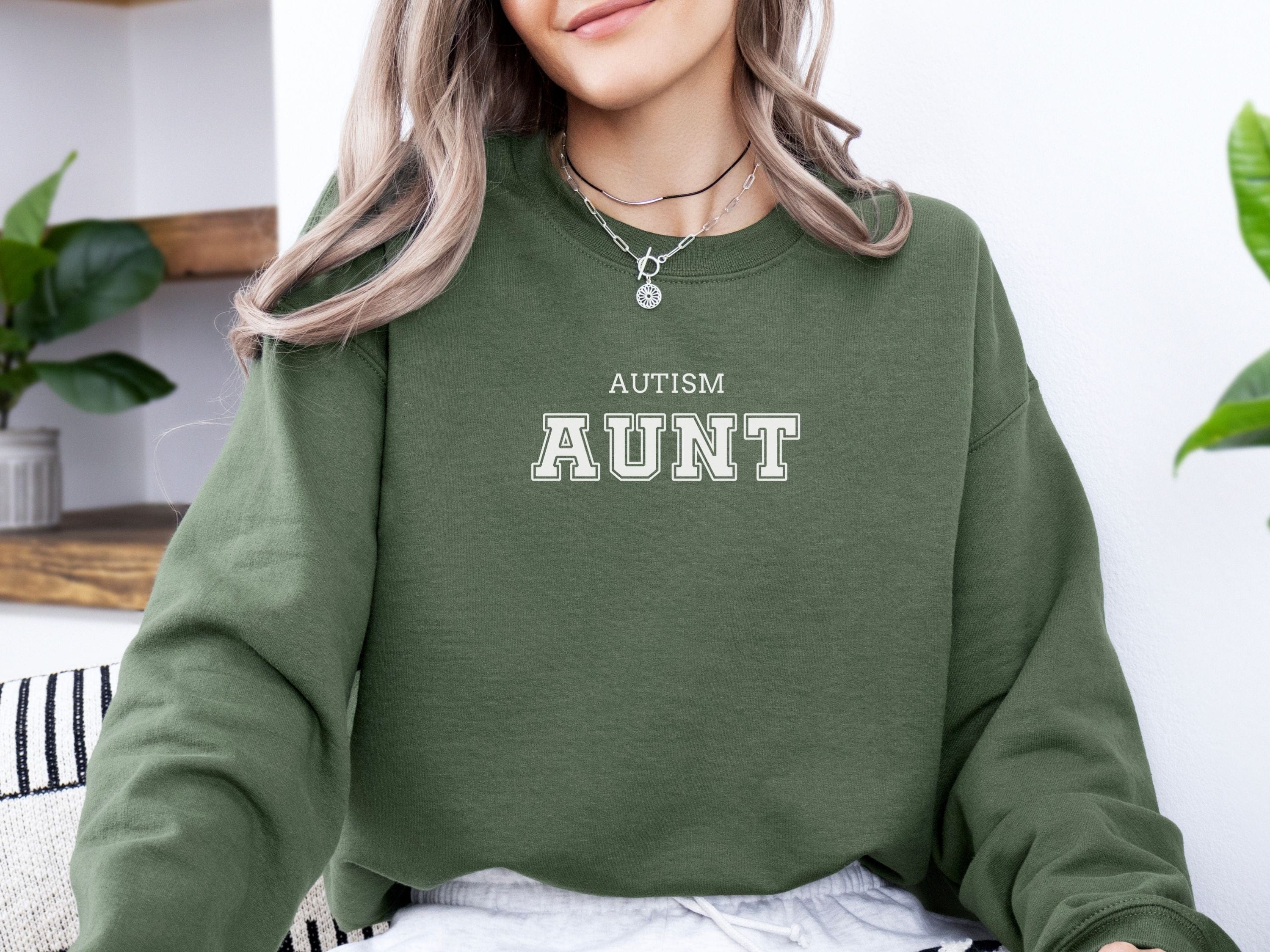 Autism Aunt College Sweatshirt-Neurodiversity, ADHD & Autism Awareness & Acceptance Sweatshirt by Daily Bloom
