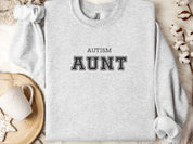 Autism Aunt College Sweatshirt-Ash-Neurodiversity, ADHD & Autism Awareness & Acceptance Sweatshirt by Daily Bloom