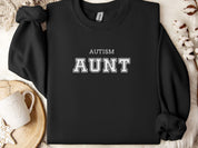 Autism Aunt College Sweatshirt-Black-Neurodiversity, ADHD & Autism Awareness & Acceptance Sweatshirt by Daily Bloom