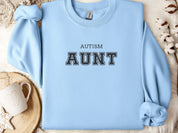 Autism Aunt College Sweatshirt-Light Blue-Neurodiversity, ADHD & Autism Awareness & Acceptance Sweatshirt by Daily Bloom