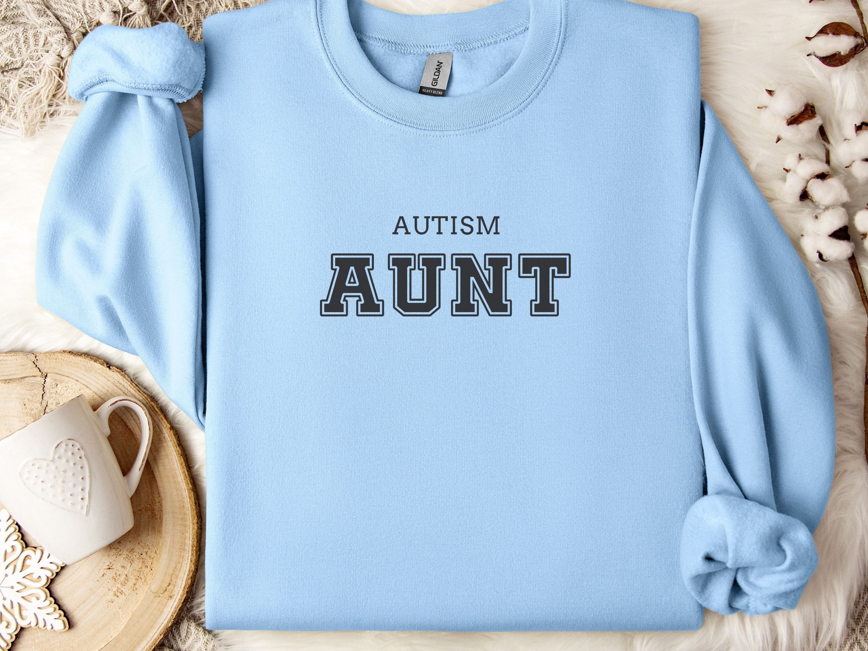 Autism Aunt College Sweatshirt-Light Blue-Neurodiversity, ADHD & Autism Awareness & Acceptance Sweatshirt by Daily Bloom