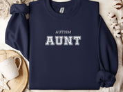 Autism Aunt College Sweatshirt-Navy-Neurodiversity, ADHD & Autism Awareness & Acceptance Sweatshirt by Daily Bloom