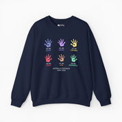 Autism Sweatshirt By Daily Bloom Autism Awareness 2025 - Affirmation Handprints Sweatshirt Navy / S