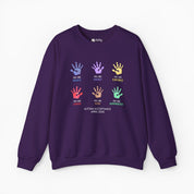 Autism Sweatshirt By Daily Bloom Autism Awareness 2025 - Affirmation Handprints Sweatshirt Purple / S