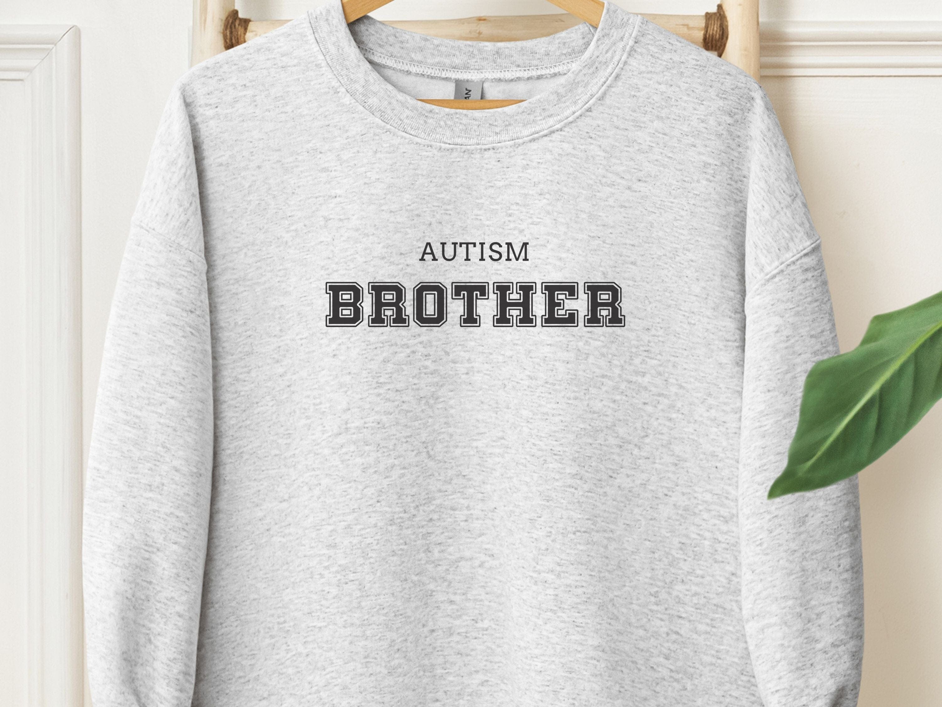 Autism Brother College Sweatshirt-Ash-Neurodiversity, ADHD & Autism Awareness & Acceptance Sweatshirt by Daily Bloom