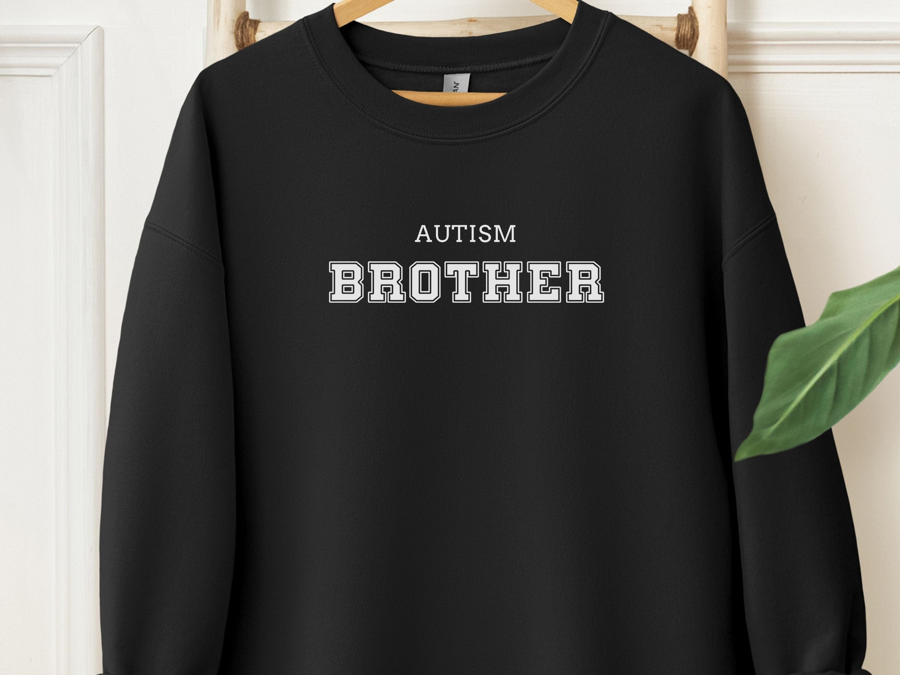 Autism Brother College Sweatshirt-Black-Neurodiversity, ADHD & Autism Awareness & Acceptance Sweatshirt by Daily Bloom