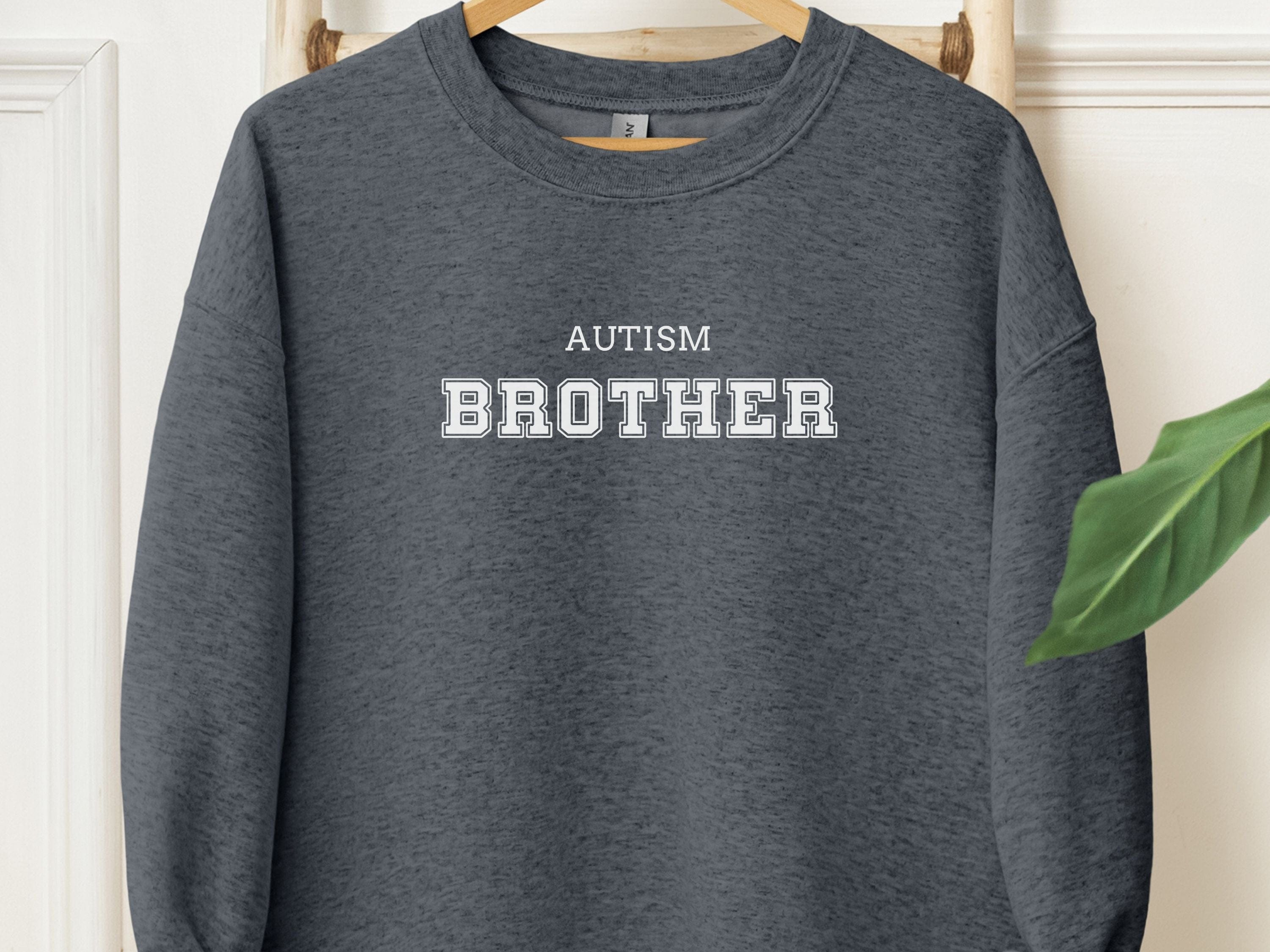 Autism Brother College Sweatshirt-Dark Heather-Neurodiversity, ADHD & Autism Awareness & Acceptance Sweatshirt by Daily Bloom
