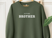 Autism Brother College Sweatshirt-Military Green-Neurodiversity, ADHD & Autism Awareness & Acceptance Sweatshirt by Daily Bloom