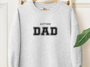 Autism Dad College Sweatshirt-Ash-Neurodiversity, ADHD & Autism Awareness & Acceptance Sweatshirt by Daily Bloom
