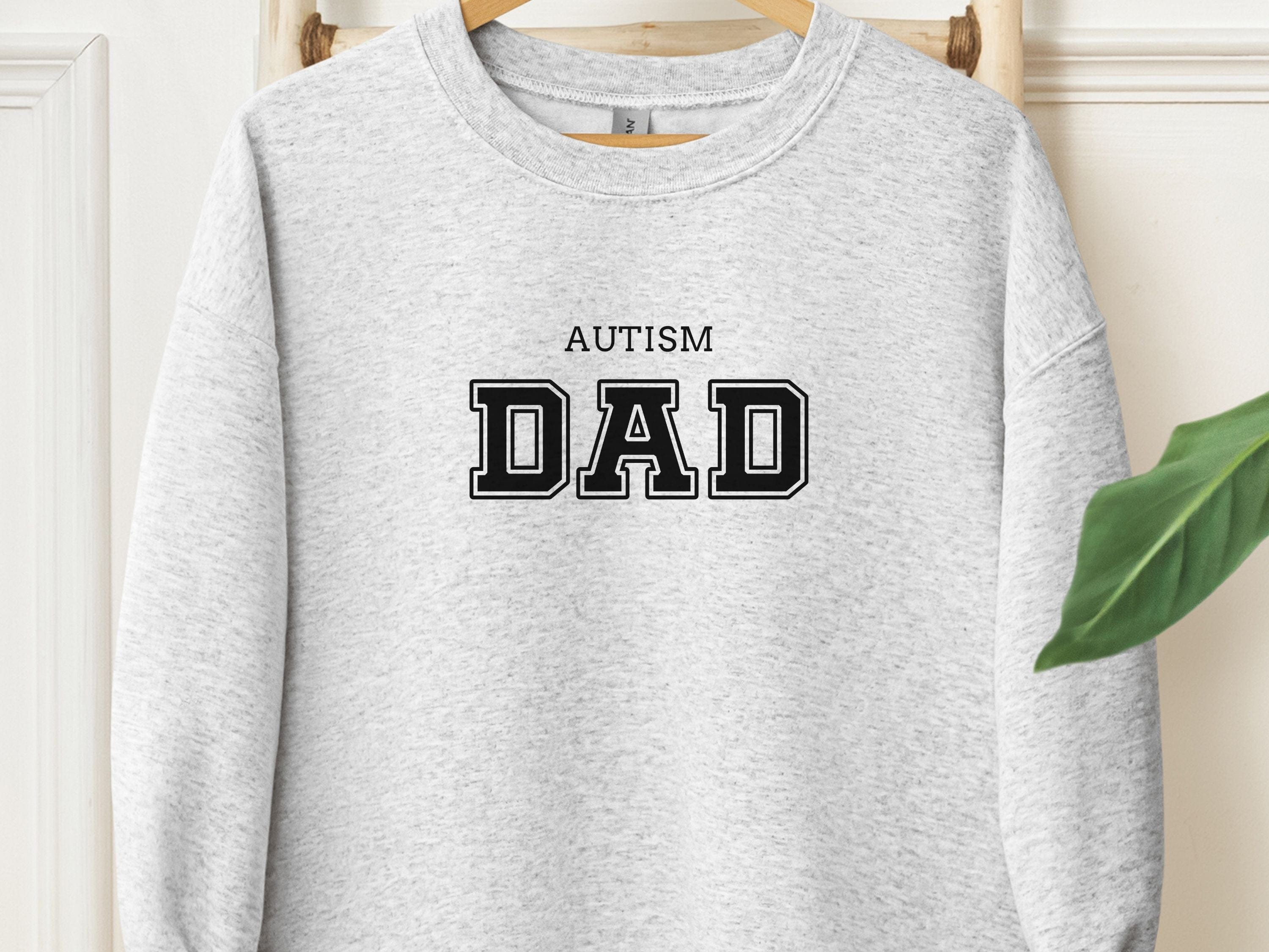 Autism Dad College Sweatshirt-Ash-Neurodiversity, ADHD & Autism Awareness & Acceptance Sweatshirt by Daily Bloom