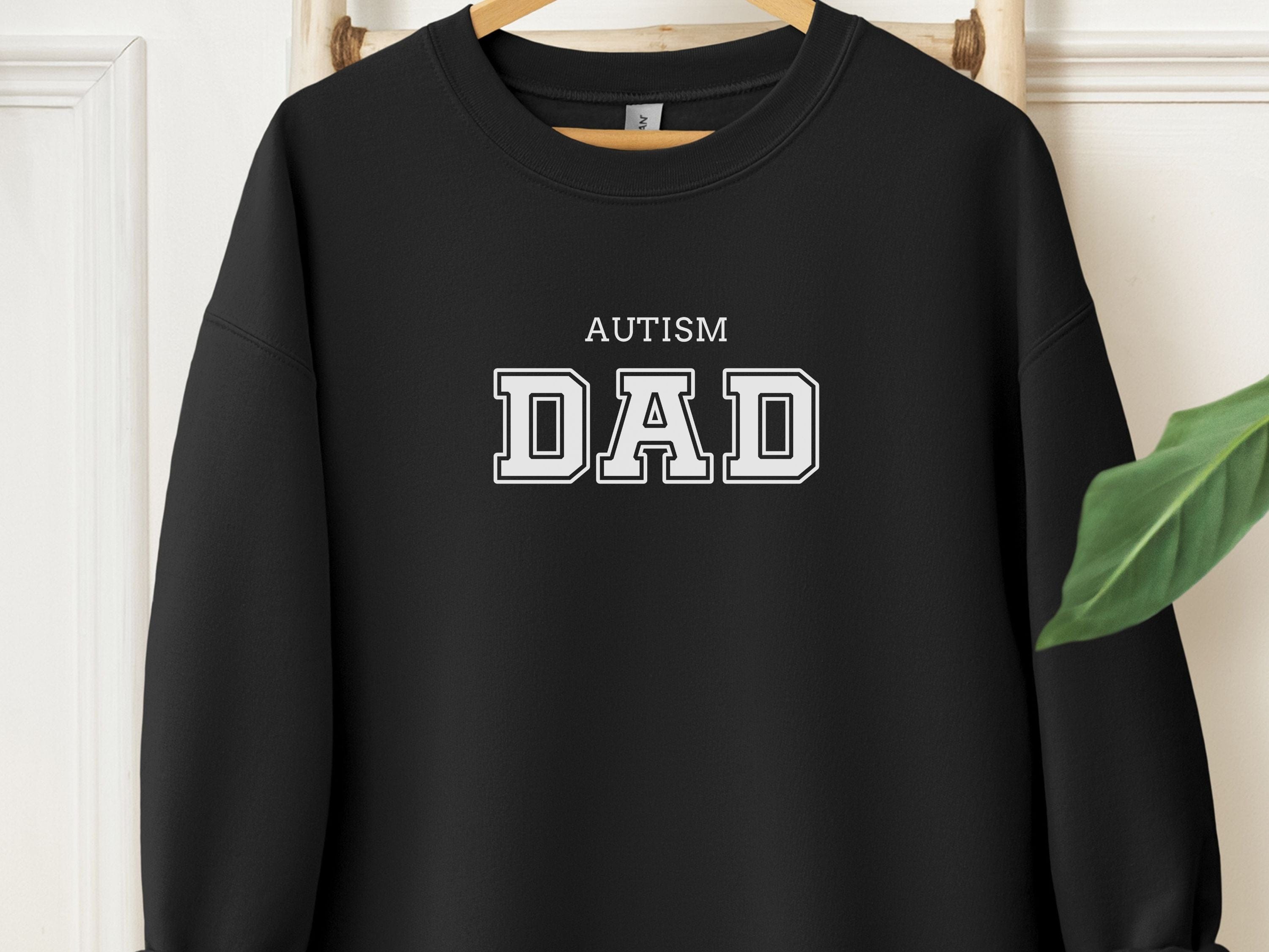 Autism Dad College Sweatshirt-Black-Neurodiversity, ADHD & Autism Awareness & Acceptance Sweatshirt by Daily Bloom