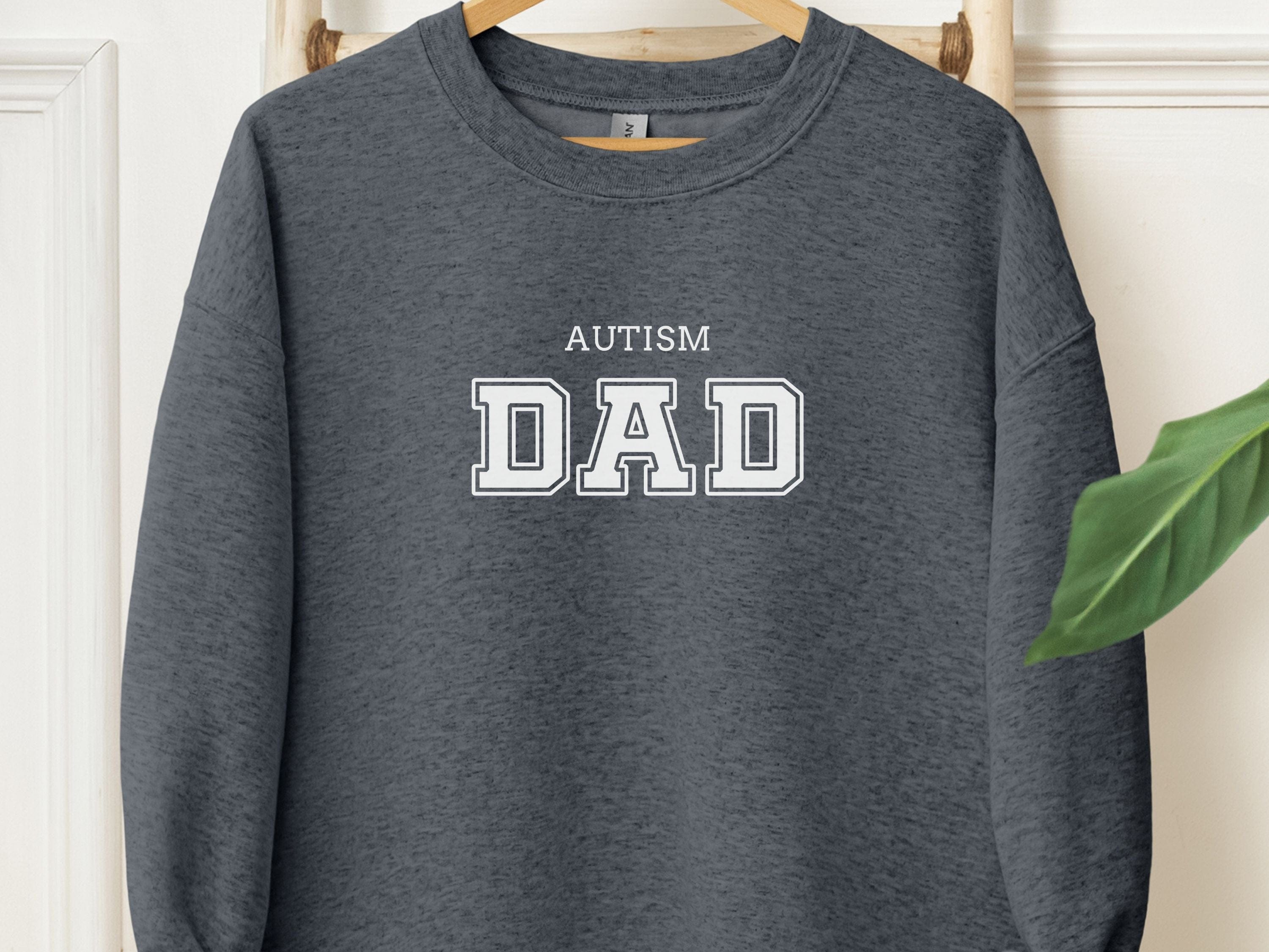 Autism Dad College Sweatshirt-Dark Heather-Neurodiversity, ADHD & Autism Awareness & Acceptance Sweatshirt by Daily Bloom