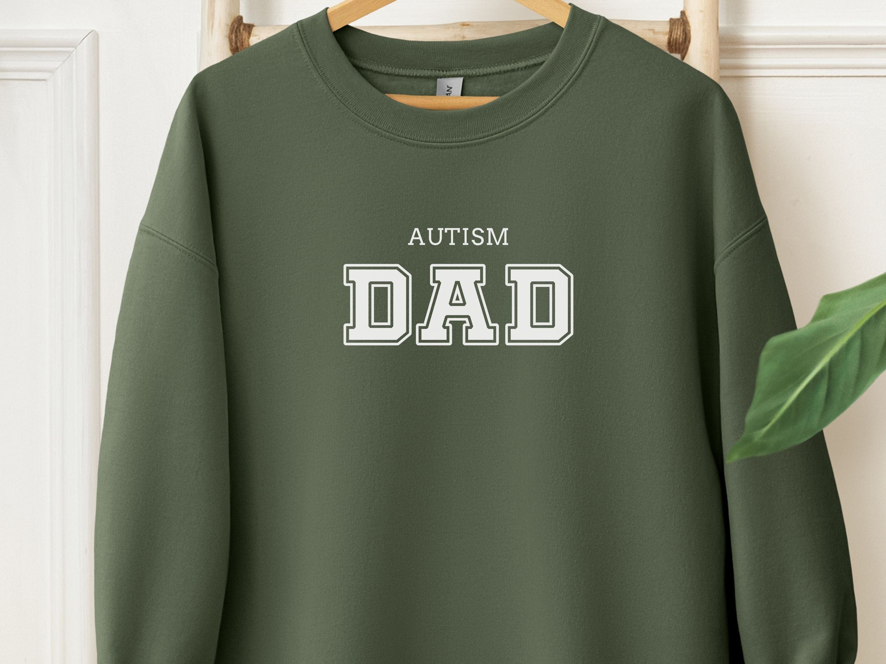 Autism Dad College Sweatshirt-Military Green-Neurodiversity, ADHD & Autism Awareness & Acceptance Sweatshirt by Daily Bloom