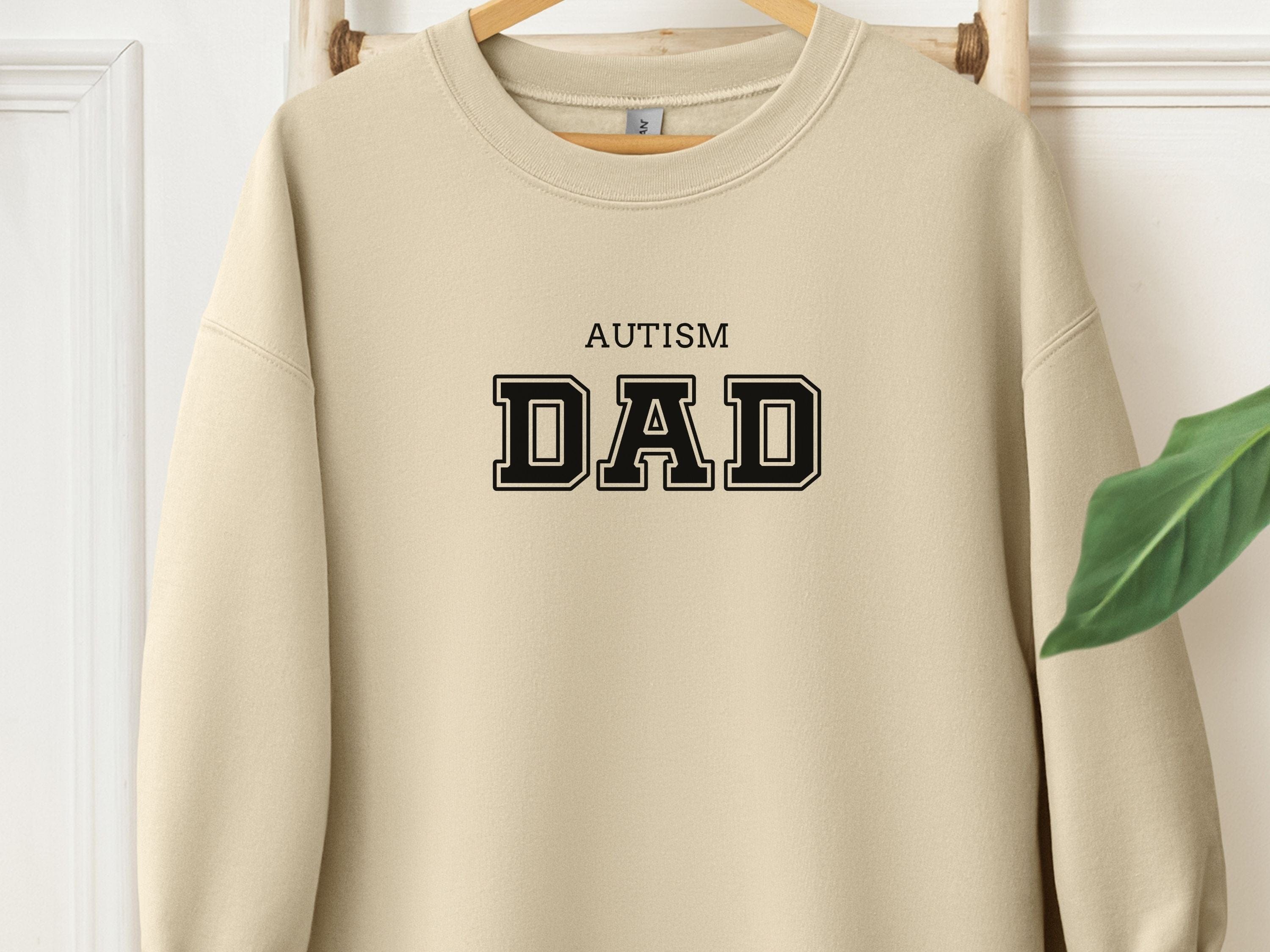 Autism Dad College Sweatshirt-Sand-Neurodiversity, ADHD & Autism Awareness & Acceptance Sweatshirt by Daily Bloom