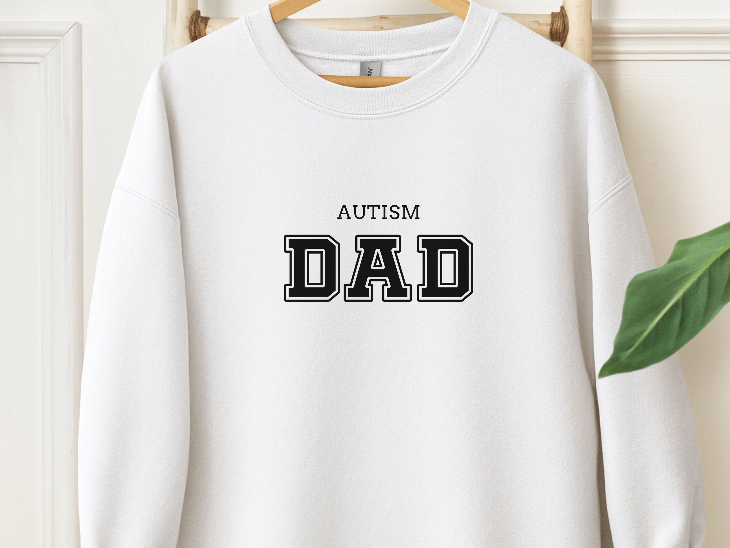 Autism Dad College Sweatshirt-White-Neurodiversity, ADHD & Autism Awareness & Acceptance Sweatshirt by Daily Bloom