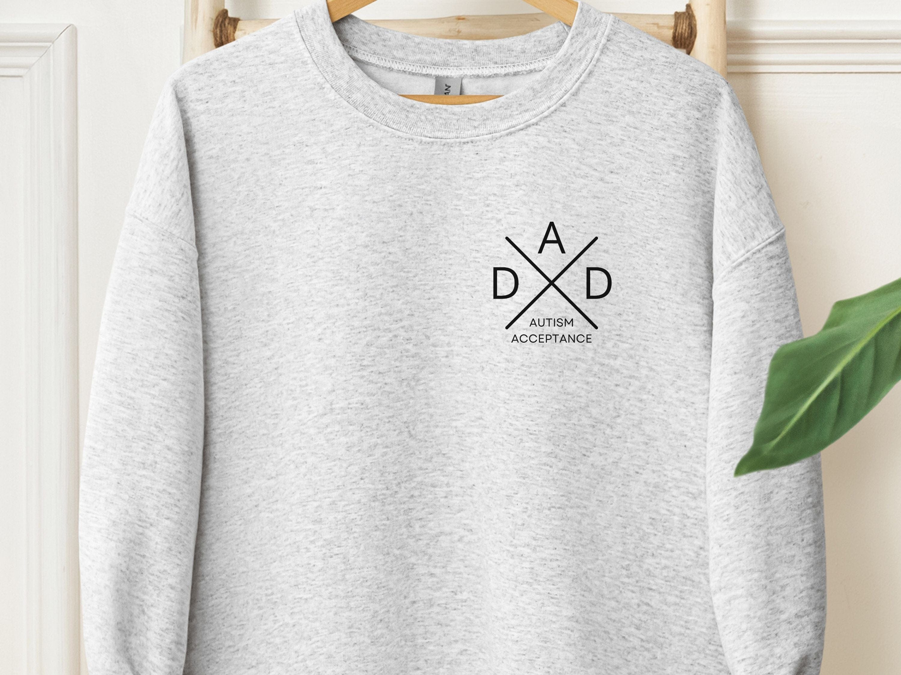 Autism Dad Cross Sweatshirt-Ash-Neurodiversity, ADHD & Autism Awareness & Acceptance Sweatshirt by Daily Bloom